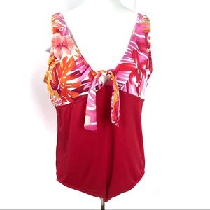Bleu Ice Red Orange One piece swimsuit Size 22